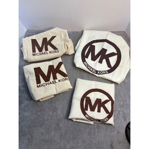 Michael Kors Dust Bag Lot of 4 Cream Brown Logo Handbag Accessory Covers Mixed